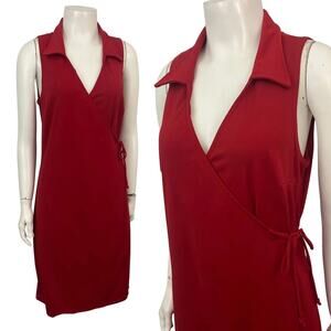 Vintage Y2K Red Sleeveless Short Wrap Dress / Medium *